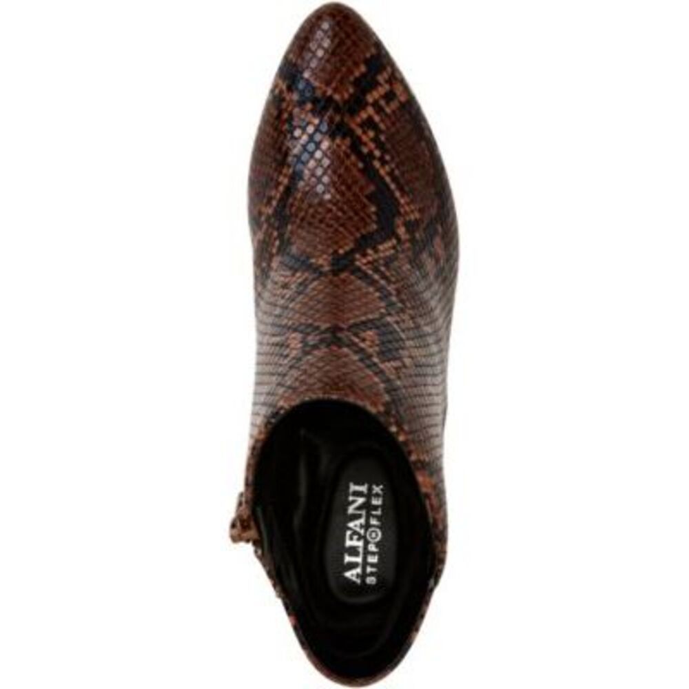 ALFANI Womens Brown Snake Skin Harpper Almond Toe Kitten Heel Booties 5.5 M - Picture 3 of 4